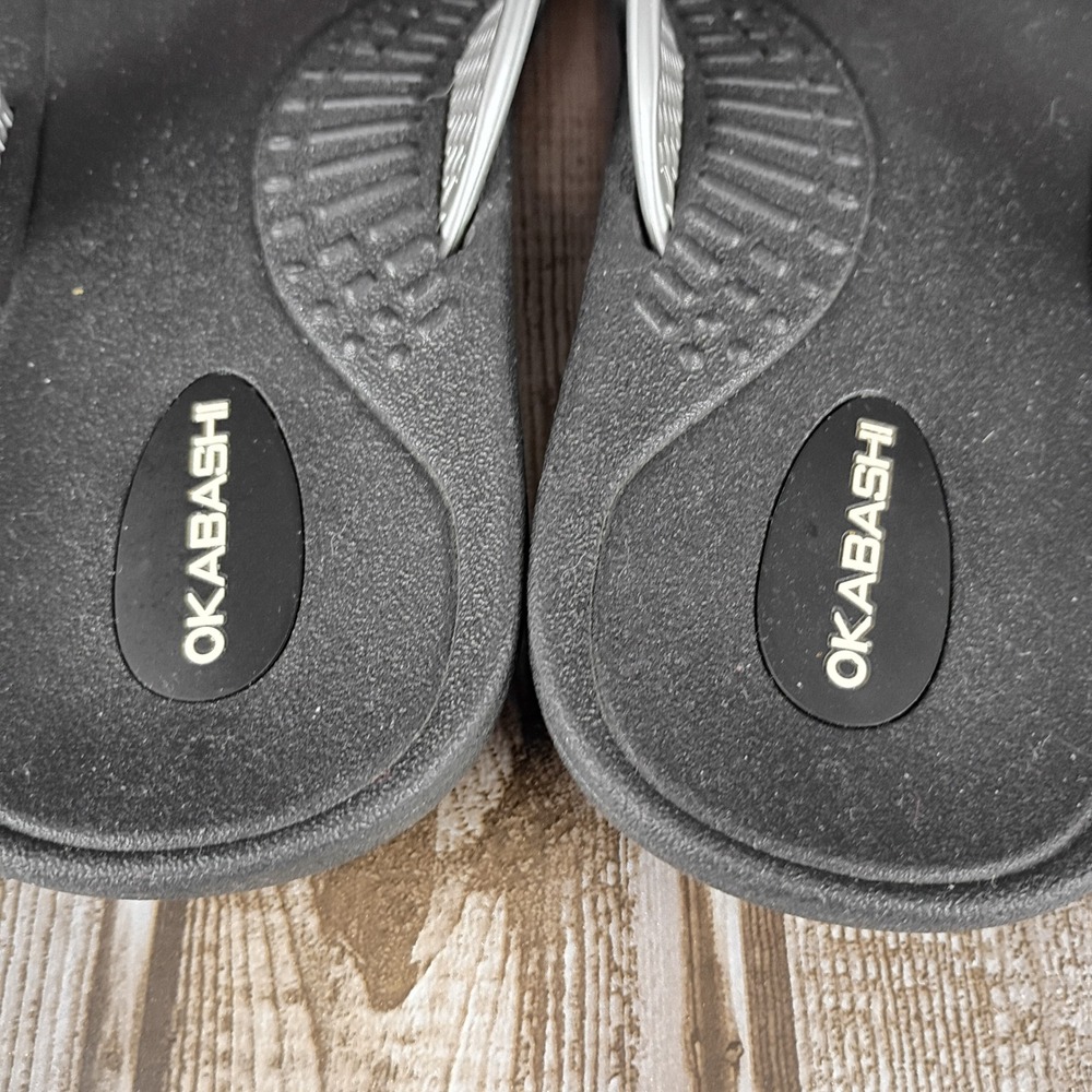 Okabashi Womens Indigo Flip Flops Black Silver Comfort Thong Sandals Size M 7-8 - Picture 4 of 6